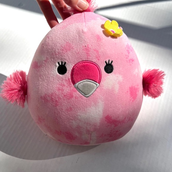 Squishmallows Cookie The Pink Flamingo Plush Flower Pillow Tie Dye Kellytoy 7" - Picture 8 of 9